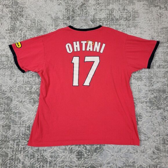 California Angels Shirt Men's XL Red Shohei Ohtani #17 Ringer Baseball MLB - Picture 8 of 10